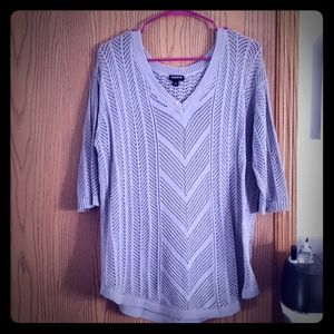 Torrid V- Neck 3/4 Perforated Sweater